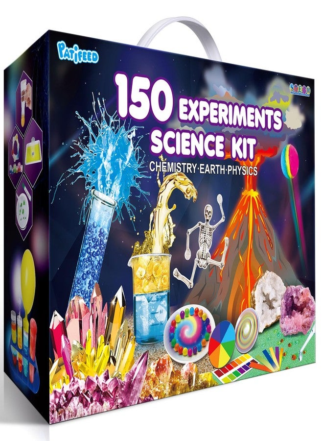 PATIFEED 150 Experiments Science Kit for Kids, Chemistry Set, Scientific Christmas Birthday Toys Gifts Ideas for Boys Girls, Break Geodes, Volcano,S.T.E.M Learning Projects - Image 1